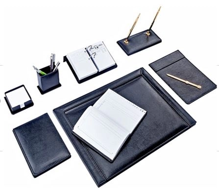 Set birou 9 piese, negru, piele ecologica BR-0900